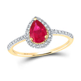 1/6CTW-DIA 1 CT-RUBY SYNTHETIC GEMSTONE RING